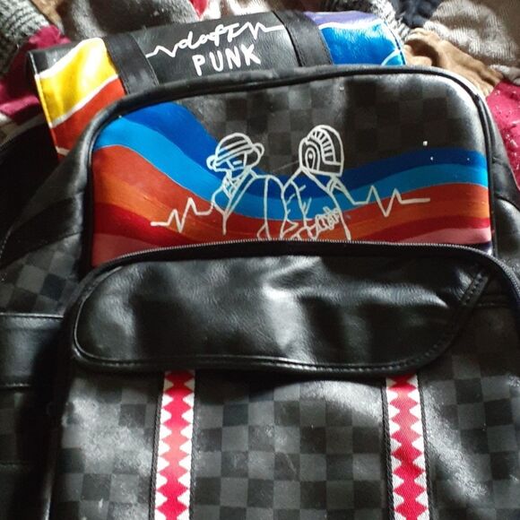 $playground back pack. 1 of a kind daft punk custom. Painted by me!